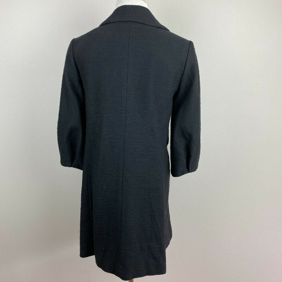 Classiques Entier Dress Coat 3/4 Sleeve Jacket Black Textured Cotton - Picture 5 of 11